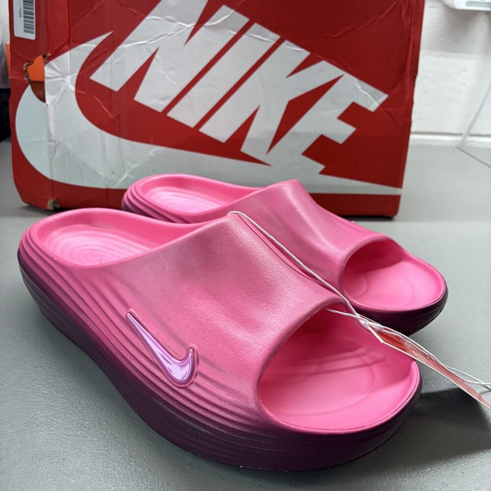 Nike ReactX Rejuven8 Slide Pink Spell Bordeaux Women’s Size 7 Men’s 6 HV4484-602